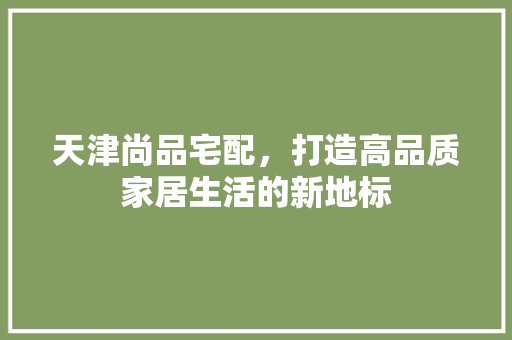 天津尚品宅配，打造高品质家居生活的新地标