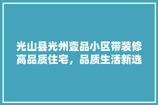 光山县光州壹品小区带装修高品质住宅，品质生活新选择