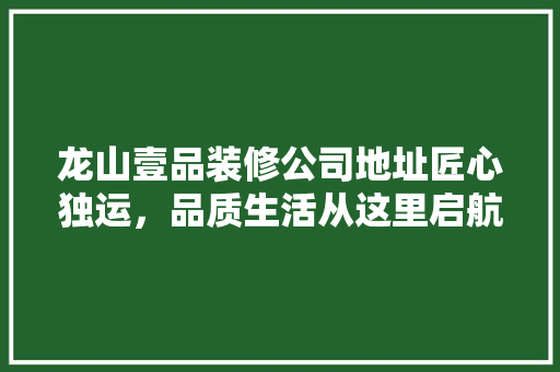 龙山壹品装修公司地址匠心独运，品质生活从这里启航