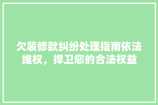 欠装修款纠纷处理指南依法维权，捍卫您的合法权益