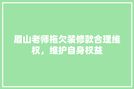 眉山老师拖欠装修款合理维权，维护自身权益