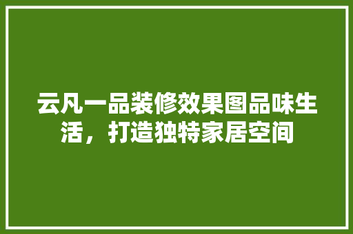 云凡一品装修效果图品味生活，打造独特家居空间
